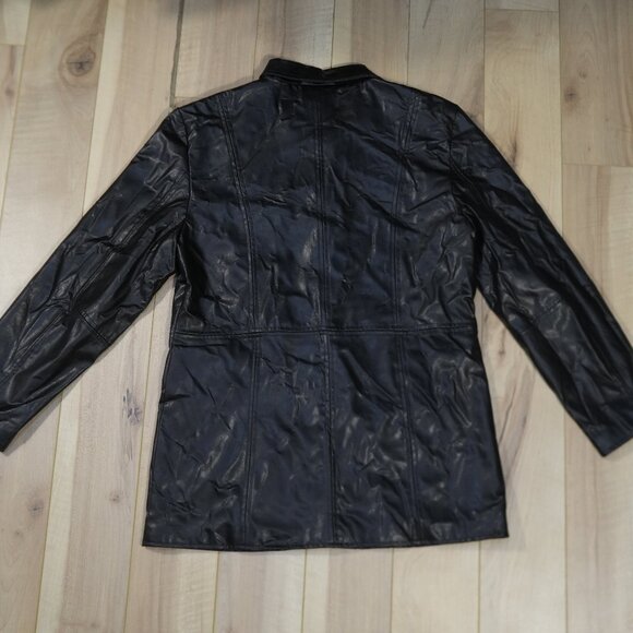 Vintage Black Faux Leather Jacket - Size Medium - Picture 4 of 7